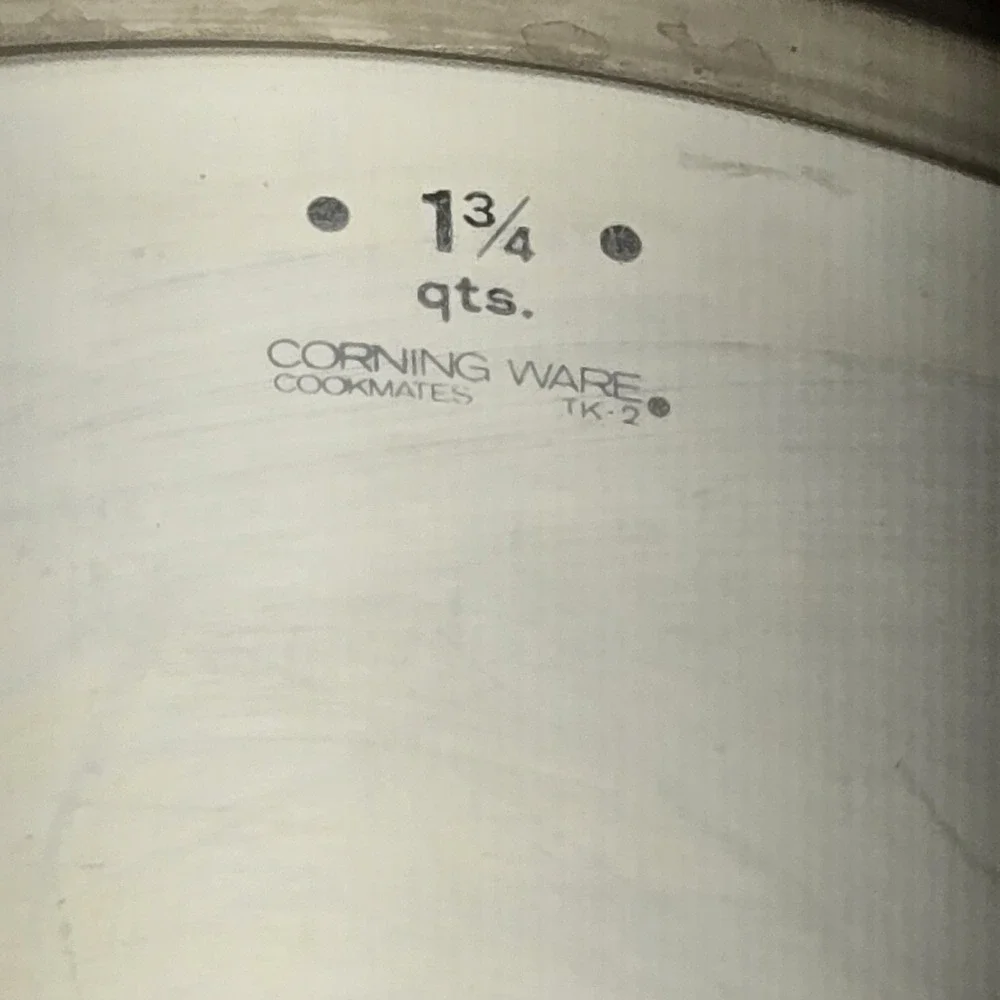 VINTAGE White 1 3/4 qts Saucepan Corning Ware TK-2 Cookmates Teakettle USA MCM‎